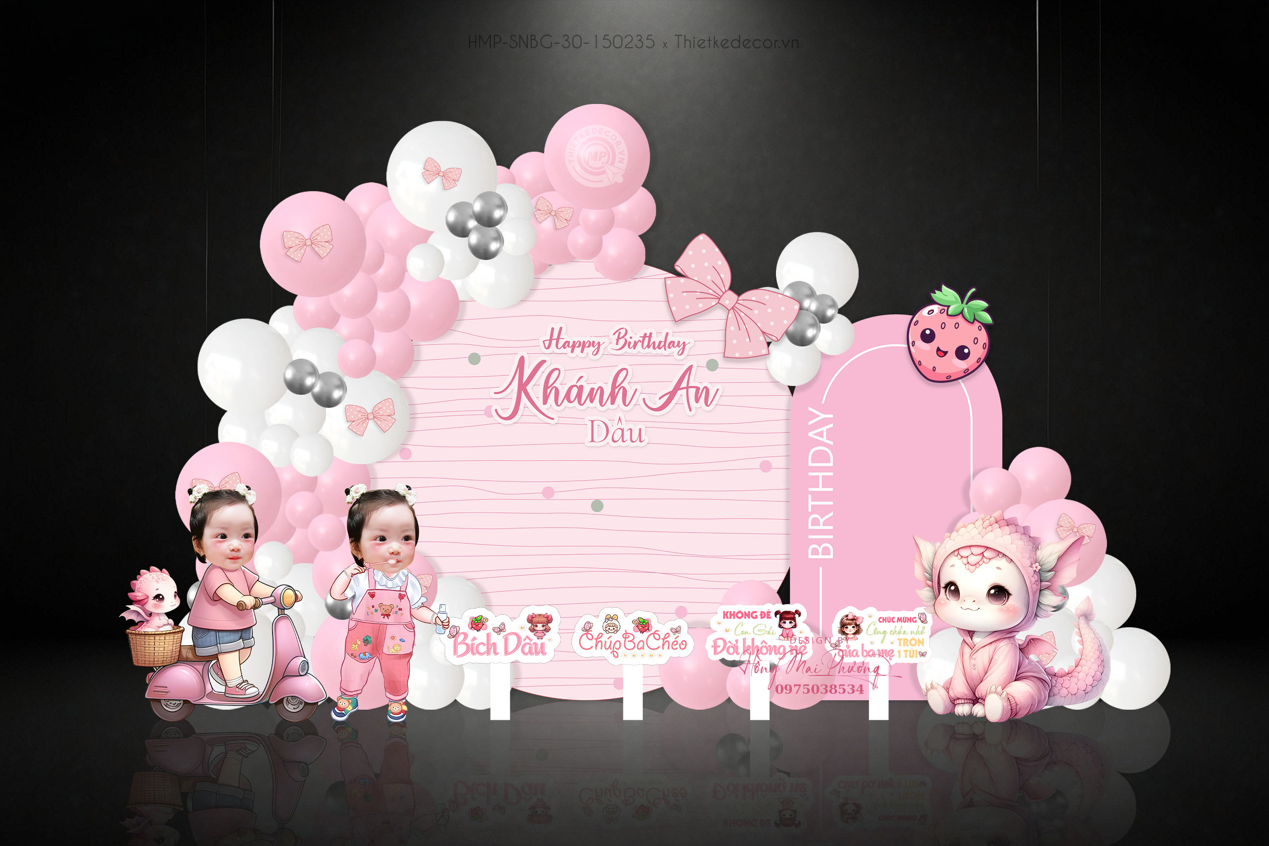 Sinh nhật bé gái tuổi rồng tên là Dâu tone hồng